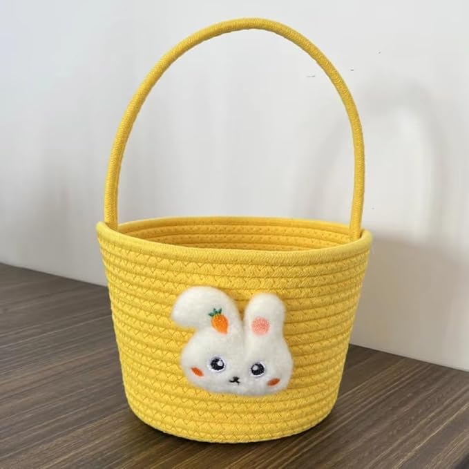 Easter Basket, Easter Bunny Baskets with Handle, Easter Gift Baskets, Egg Buckets Gifts Tote Bags Egg Basket for Easter Party