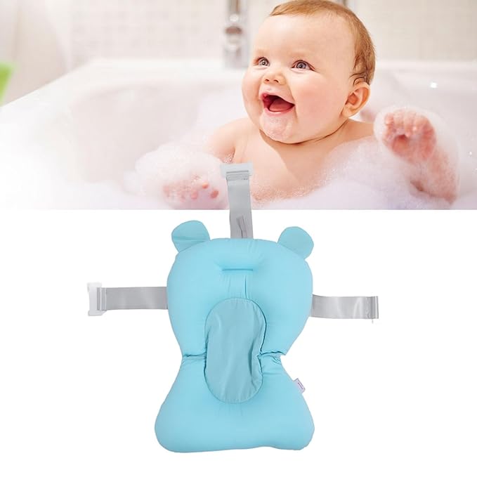 Baby Bath Pad, Breathable Soft Sink Baby Bath with Connectable Bath Mat, Baby Bath Seat, Baby Bathtub Mat, Adjustable Nonslip Newborn Toddler Bath Cushion for 0 to 12 Months