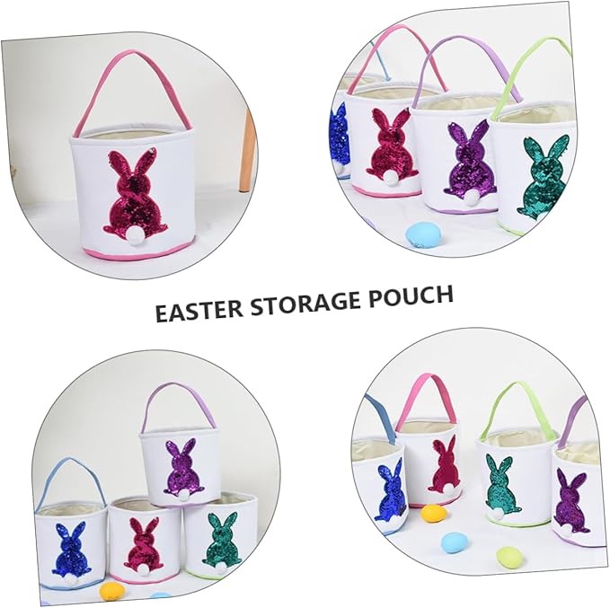 1pc Easter Bunny Basket Portable Candy Storage Bag for Party Decoration Adorable Design Durable Craftsmanship for Home and Event Use