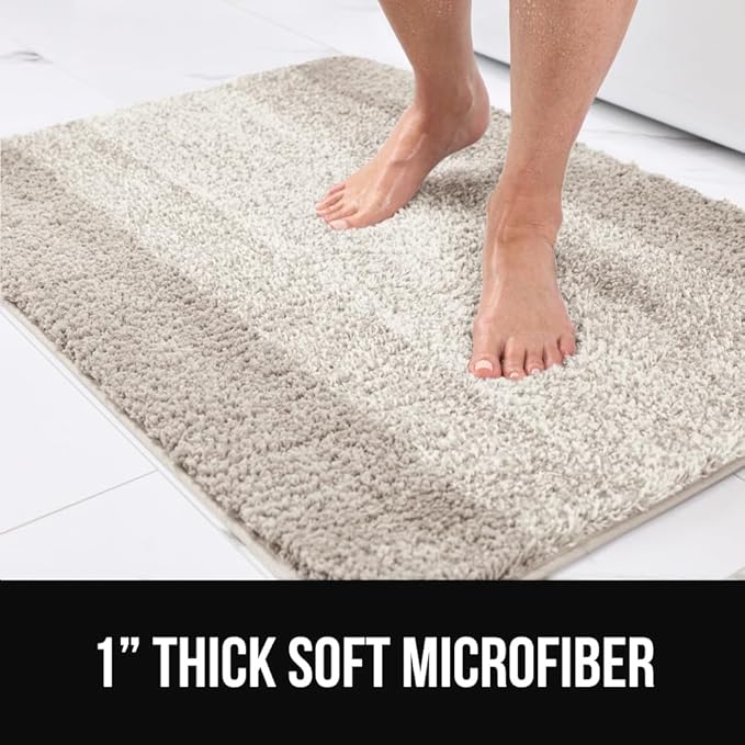 GORILLA GRIP Soft Plush Bathroom Rugs with Textured Rubber Backing, Absorbent Quick Dry Bath Mat, Machine Washable Shower Mats, Home Décor Accessories, Bathmat Rug Floor Essentials, 30 x 18 Beige