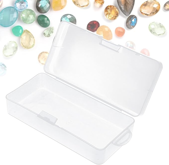 Pssopp 7.2 x 3.5 x 1.8in Rectangular Empty Mini Clear Plastic Organizer Storage Box White Lid with Clear Base for Small Items Other Craft Projects