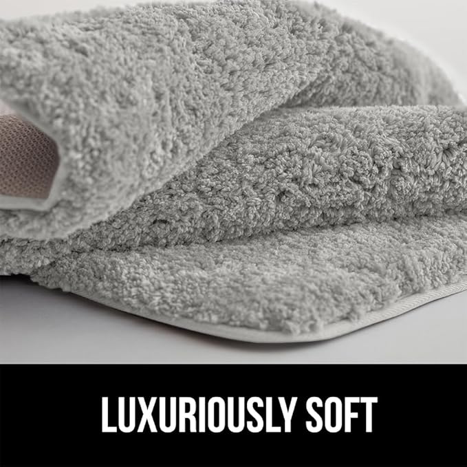 GORILLA GRIP Bathroom Rugs, 42x24, Ultra Soft Absorbent Mat, Thick Plush Bath Rug, Machine Washable, Microfiber Quick Dry, Mats for Shower, Bathtub and Floor, Home Decor Accessories, Light Gray