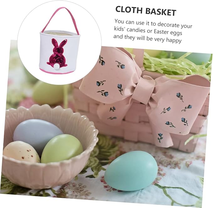 1pc Easter Bunny Basket Portable Candy Storage Bag for Party Decoration Adorable Design Durable Craftsmanship for Home and Event Use