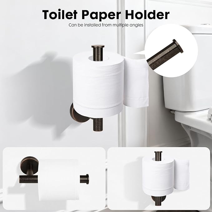 4 Piece Oil Rubbed Bronze Stainless Steel Bathroom Hardware Set Include Hand Towel Ring, Toilet Paper Holder,and 2 Robe Towel Hooks,Bathroom Accessories Set Oil Rubbed Bronze