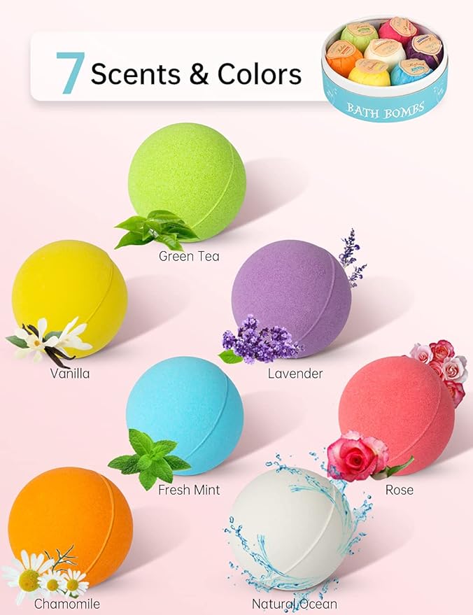 Aofmee Bath Bombs, 14 Bath Bombs for Women, Handmade Bathbombs for Kids Girls, Mothers Day Gifts for Mom, Spa Relaxation Gift for Her, Birthday Valentines Christmas Gifts for Women Who Have Everything