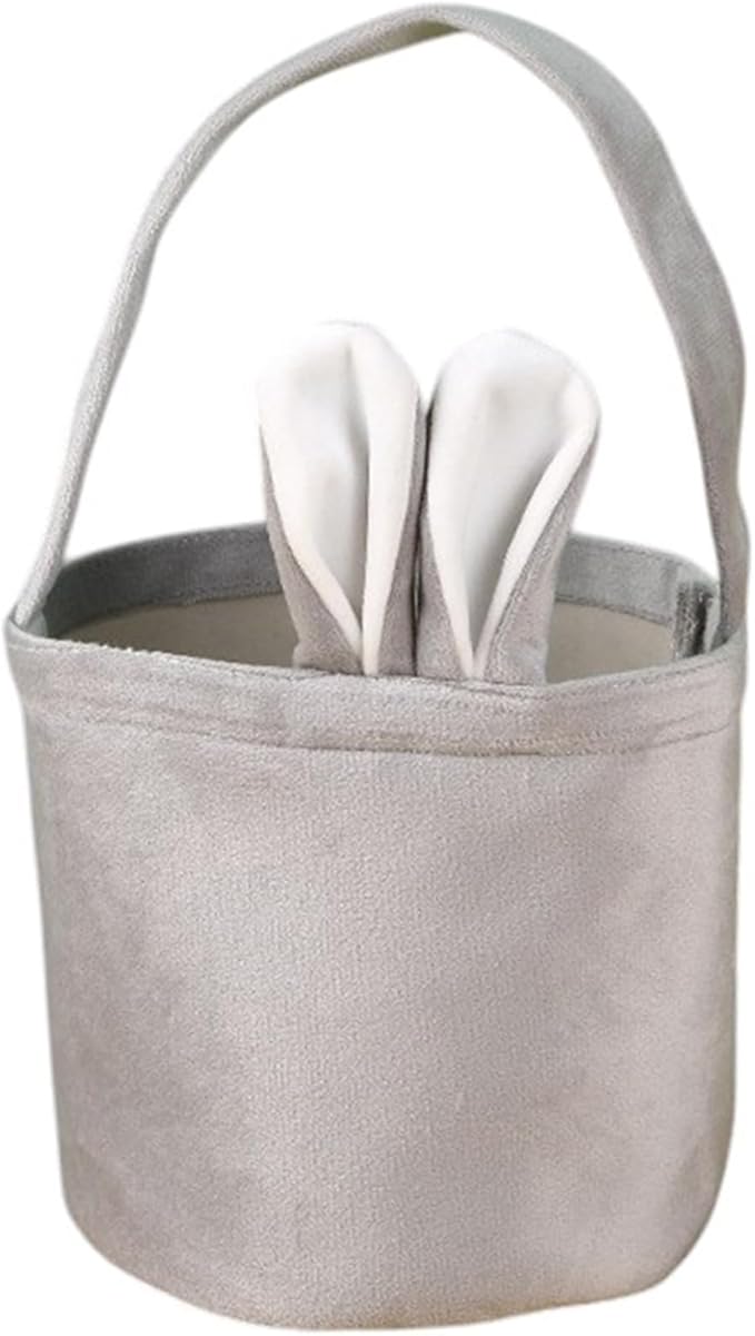 Custom Name Easter Tote Basket Cute Solid Colour Bunny Ears Basket Personalised Easter Bunny Bucket