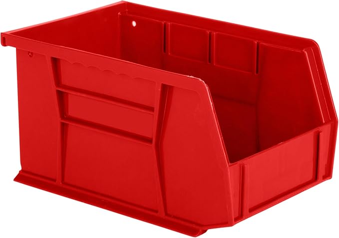 Hudson Exchange 9-1/2" x 6" x 5" (6 Pack) Plastic Stackable Storage Bin and Hanging Container, Red
