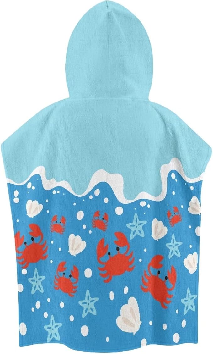 Hooded Bath Towel Poncho Ultra Soft Towel Highly Absorbent for Babies Toddler Infant Marine Crab Hooded Bath Towel Wrap Toddlers Shower Decorations for Boys Girls