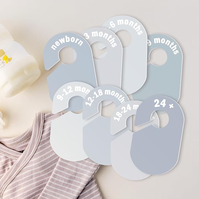 8 Pack Baby Closet Dividers – Pure Green Nursery Organizer for Baby Clothes 0-24 Months, Closet Size Markers, Baby Clothing Organizer for Nursery (Blue)