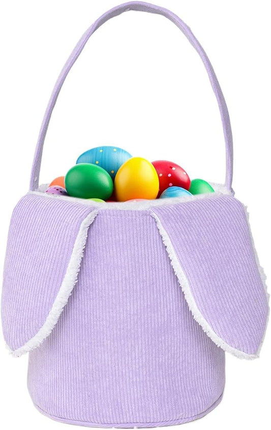 Bunny Egg Hunt Easter Bucket Plush | Easter Bucket Bags With Rabbit Ears,Bunny Ears Baskets For Kids,Easter Bunny Basket,Candy Storage Decorations With Rabbit Ears For Boys Girls