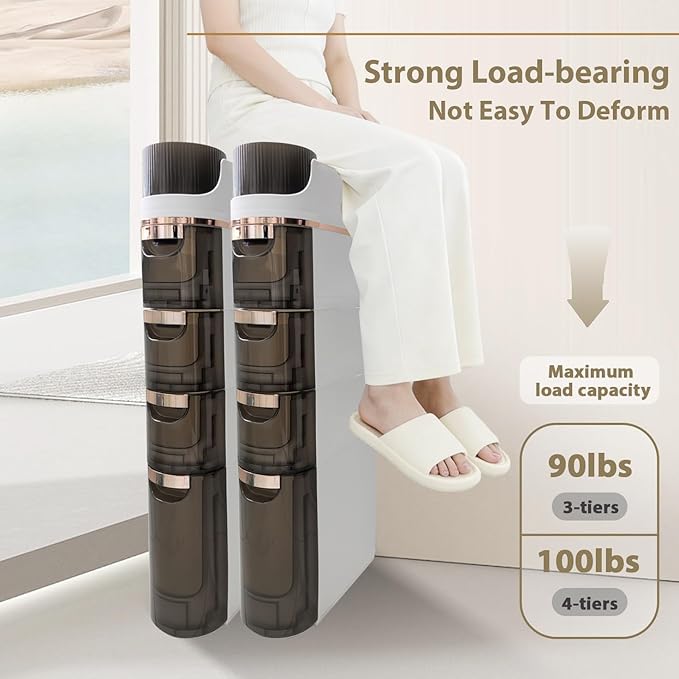 Slim Bathroom Storage,Slim Cabinet for Bathroom,Narrow Movable Bathroom Storage Organizer for Small Spaces,Bathroom,Kitchen,Living Room (3-Tiers)