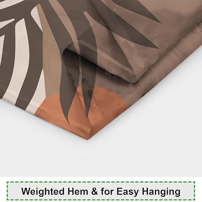 Abstract Mid Century Shower Curtain Boho Brown Leaves Chocolate Sun Shower Curtain for Modern Minimalist Aesthetic Bathroom Decor Waterproof Polyester with Hooks, 72x72 Inch