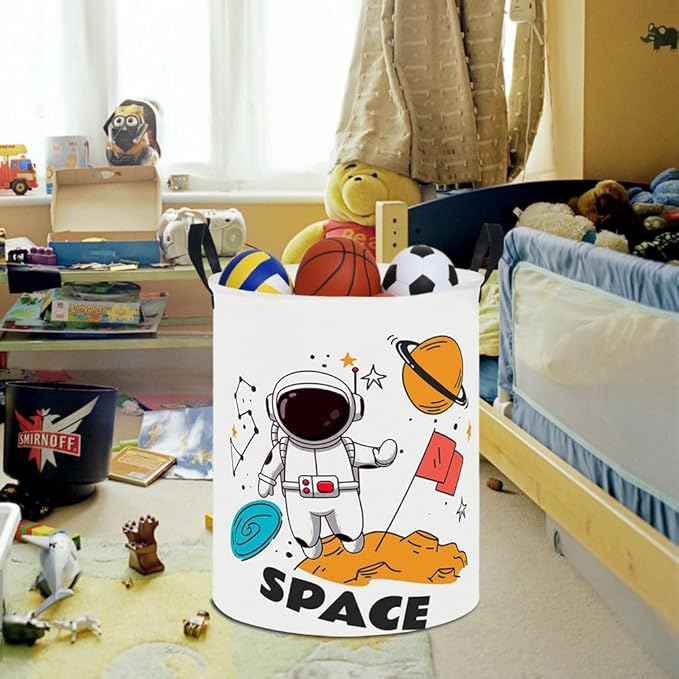 19.7" Laundry Basket,Kids Dirty Clothes Hamper,Waterproof Toys Storage Bin,Room Decor,Gift Baskets,Nursery Hamper(Space)