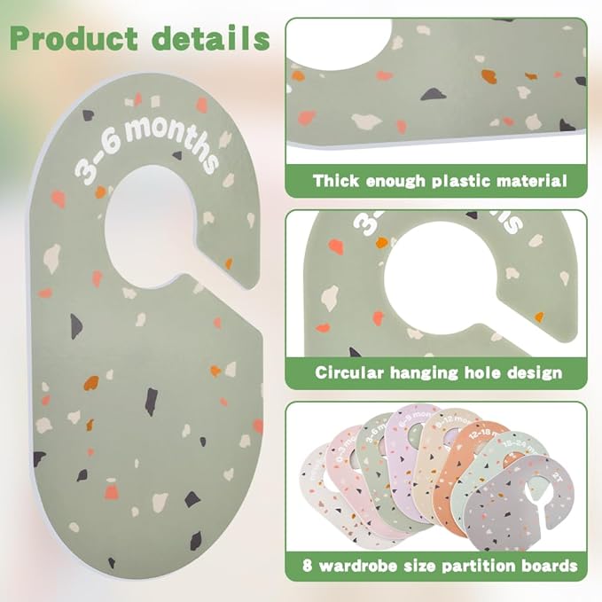 8pcs Baby Closet Divider for Closet Baby Wardrobe Organizer Nursery Hanger Month Dividers for Clothing Organizer Size Separators for Newborn to 2T(Color:Color)