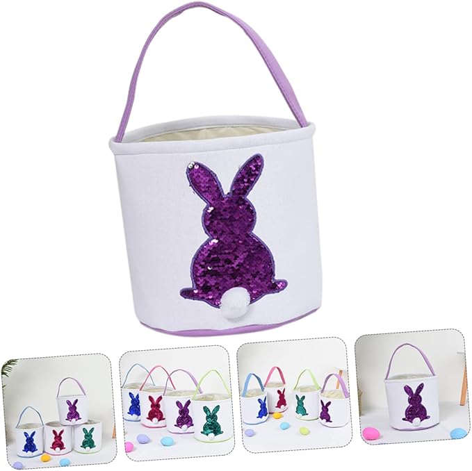 1pc Easter Bunny Storage Basket Soft Carrying Bag for Adorable Candy and Egg Organizer for Easter Decorations and Parties