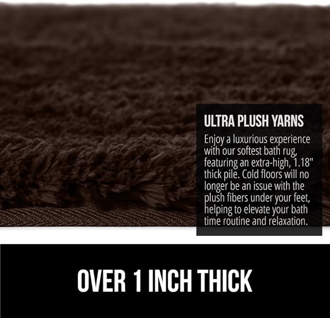 GORILLA GRIP Bathroom Rugs, Ultra Soft Absorbent Mat, Thick Plush Bath Rug, Machine Washable, Microfiber Quick Dry, Mats for Shower, Bathtub and Floor, Home Decor Accessories, 24x17, Brown