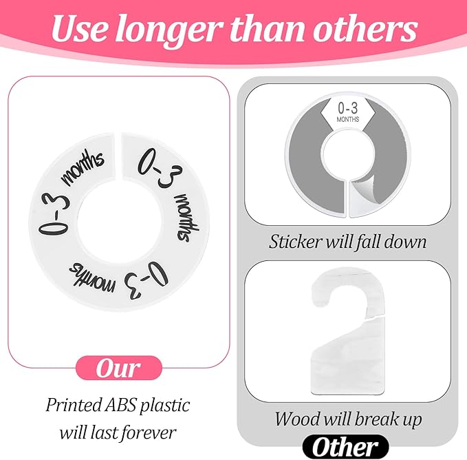 Baby Closet Dividers Unisex Round Baby Clothes Dividers Nursery Closet Organizer Decor Double-Sided Fits Most Rods 6 Pcs