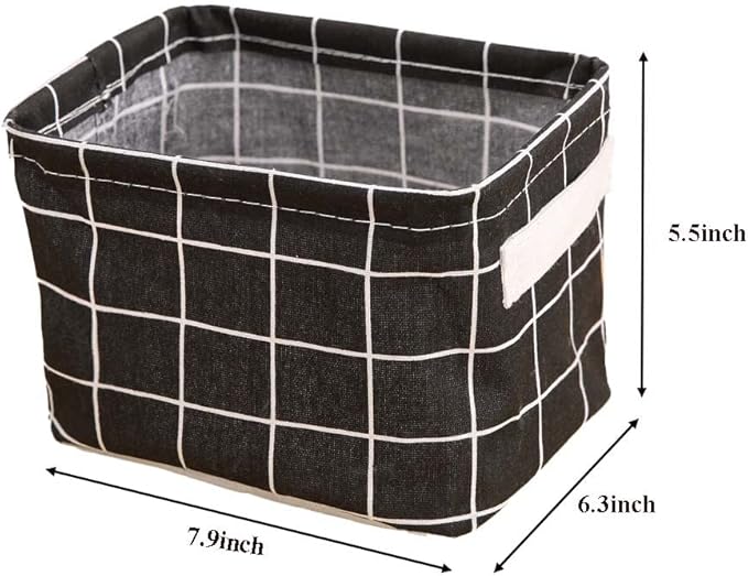 Mini Storage Baskets Collapsible Canvas Basket Bins Desk Nursery Organizer Fabric Boho Storage Basket - 6 pack