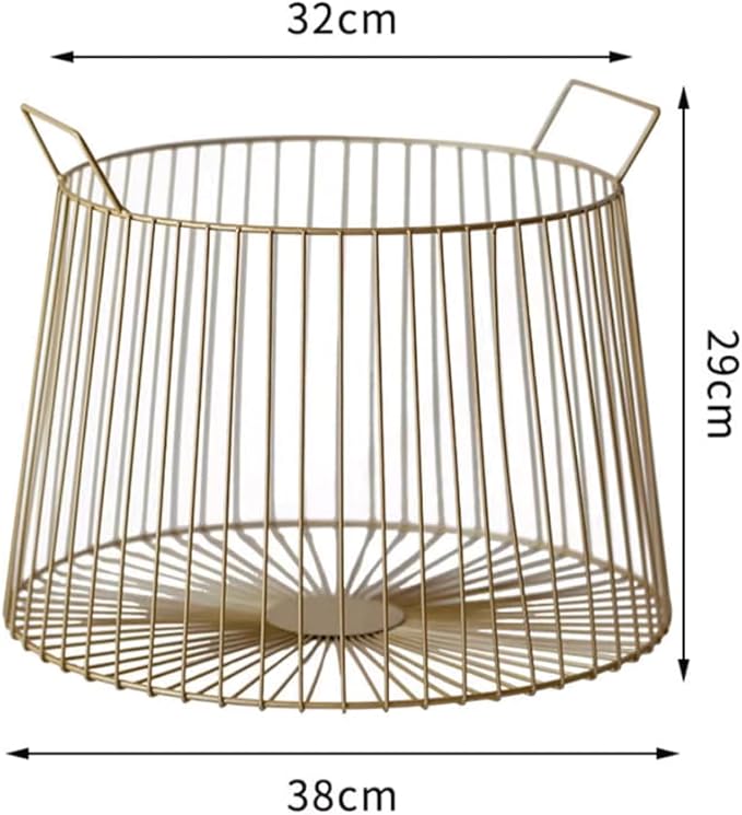 JITEM Cesto Round Metal Laundry Basket Scandinavian Wire Hamper w/Handles Iron Art Dirty Clothes Storage Basket for Bathroom Laundry Closet Dorm Washing Bin, Gold