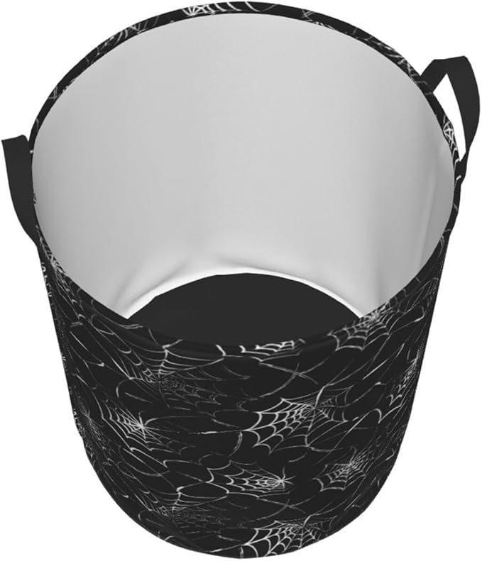 Black Laundry Basket Spider Web Decor,Waterproof Laundry Hamper Home Decor Collapsible Laundry Baskets With Handles,Toy/Clothes Storage Basket For Bedroom Bathroom Decor