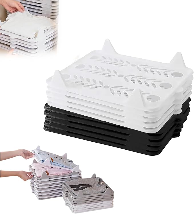 5/10 Pack Stackable Closet Organizer - Interlocking Shirt Folding Boards & Shelf Dividers, Space-Saving Wardrobe for T-Shirts, Jeans, Sweaters, Perfect for Home, Apartment (10, SetB-2pcs, 13*10 inch)