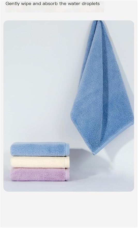 3 Pack Cotton Towels, Thick and Soft Bath & Hand Towel Set for Home Use(Blue)