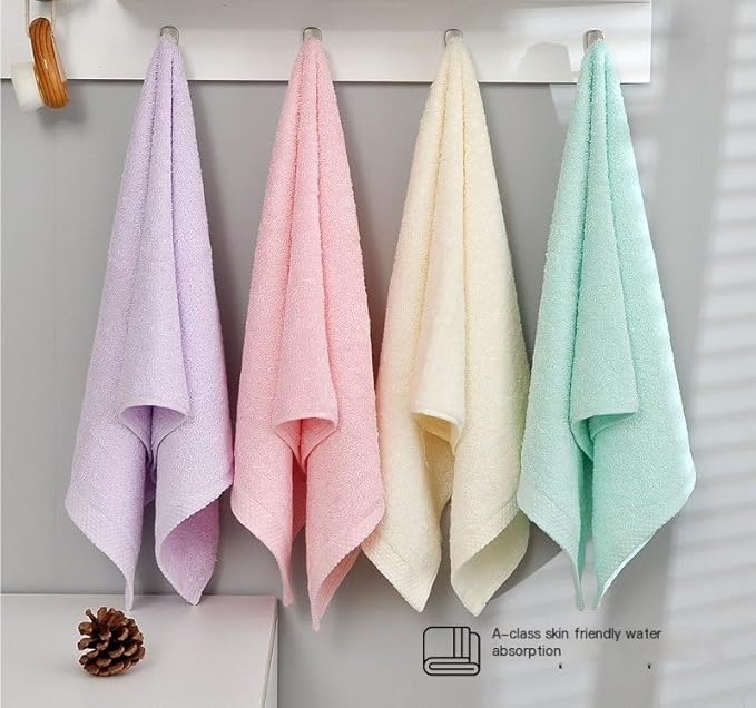 3 Pack Solid Color Cotton Towels, Bath and Face Towels Set, 32S, 92g(Beige)