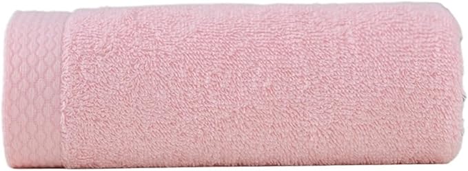 3 Pack Solid Color Cotton Towels, Bath and Face Towels Set, 32S, 92g(Pink)