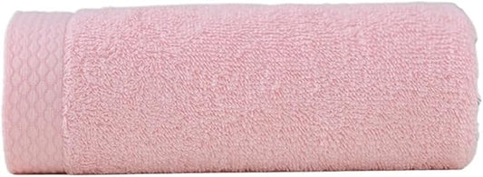 3 Pack Solid Color Cotton Towels, Bath and Face Towels Set, 32S, 92g(Pink)