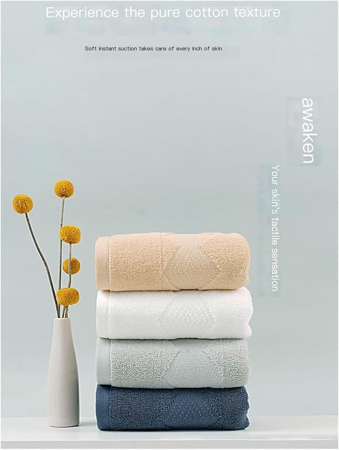 3 Pack Jacquard Cotton Towels, 32-Ply Soft Bath & Face Towels, 34x74 Inches(Coffee)