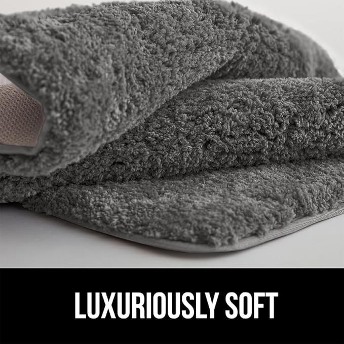 GORILLA GRIP Bathroom Rugs, 60x24, Ultra Soft Absorbent Mat, Thick Plush Bath Rug, Machine Washable, Microfiber Quick Dry, Mats for Shower, Bathtub and Floor, Home Decor Accessories, Charcoal