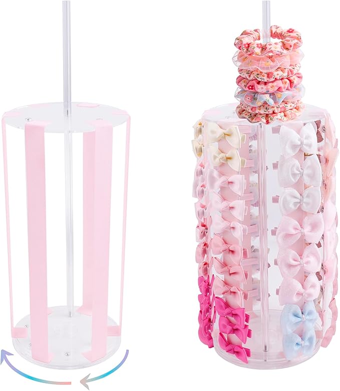 Bow Holder Bow Organizer for Girls,Baby Hair Clips Storage Stand, Rotatable Hair Accessory Organizer Rack for Baby Newborn Infant Toddler Kids (snzp-14-1)