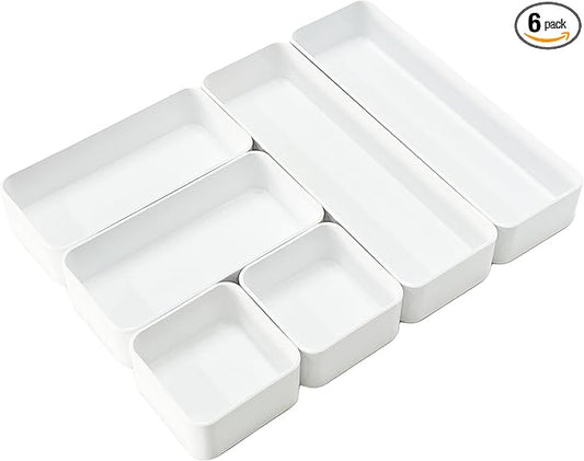 RAUVOLFIA Plastic Drawer Organizers Set, 3-Size Versatile Bathroom and Vanity Drawer Organizer Trays, Storage Bins for Makeup, Bedroom, Kitchen Gadgets Utensils and Office