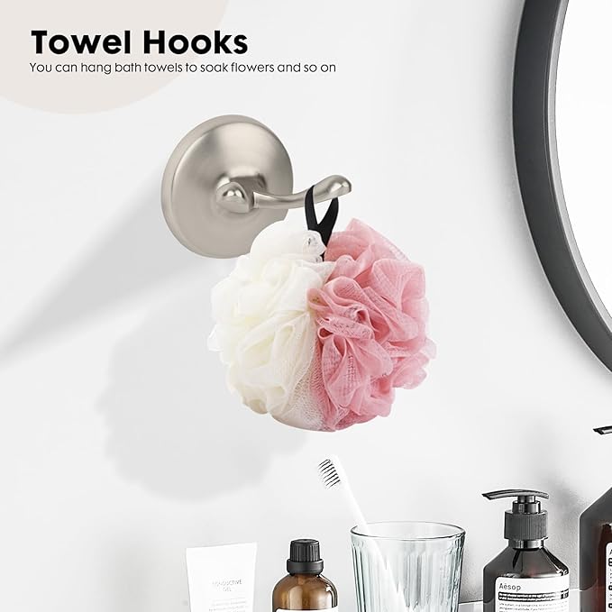 4 Piece Antique Bathroom Hardware Accessories Set Brushed Nickel,24 Inch Towel Bar Set,Towel Rack,Bathroom Towel Holder Set