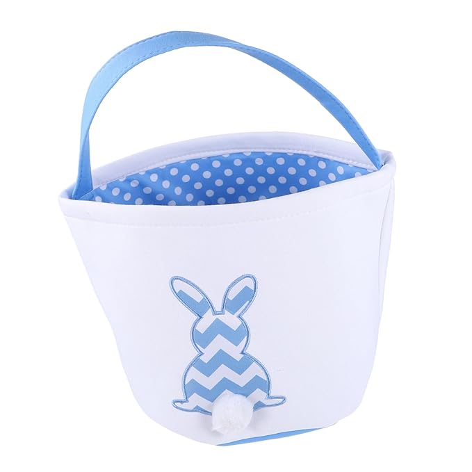 1Pc Theme Bunny Basket with Plush Tail Cute Cartoon Rabbit Candy Storage Holder for Treats Festival Basket