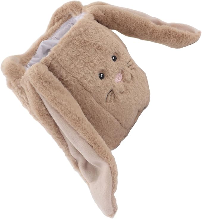 Spryflower Plush Easter Bunny Basket, Children Easter Basket, Cute Cartoon Long Ears Bunny Egg Basket, Soft Plush Easter Gift Bag for Kids, Perfect for Easter Egg Hunt and Family Gath (Coffee)