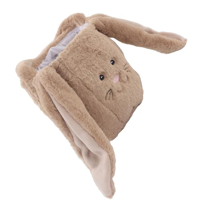 Plush Easter Bunny Basket, Children Easter Basket with Long Ears, Cute Cartoon Rabbit Plush Bag for Easter Egg Hunt, Soft and Durable Easter Bunny Gift for Kids (Coffee)