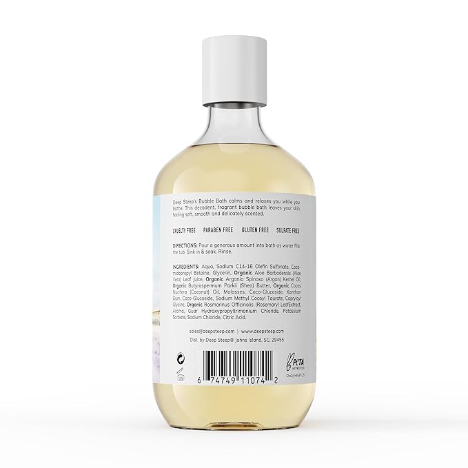 Deep Steep Cypress Fennel Bubble Bath for Women, Hypoallergenic, Clinically Tested, Clean Formula for Sensitive Skin, Sulfate-Free, 17 fl oz Bottle, Essential Bath Accessories