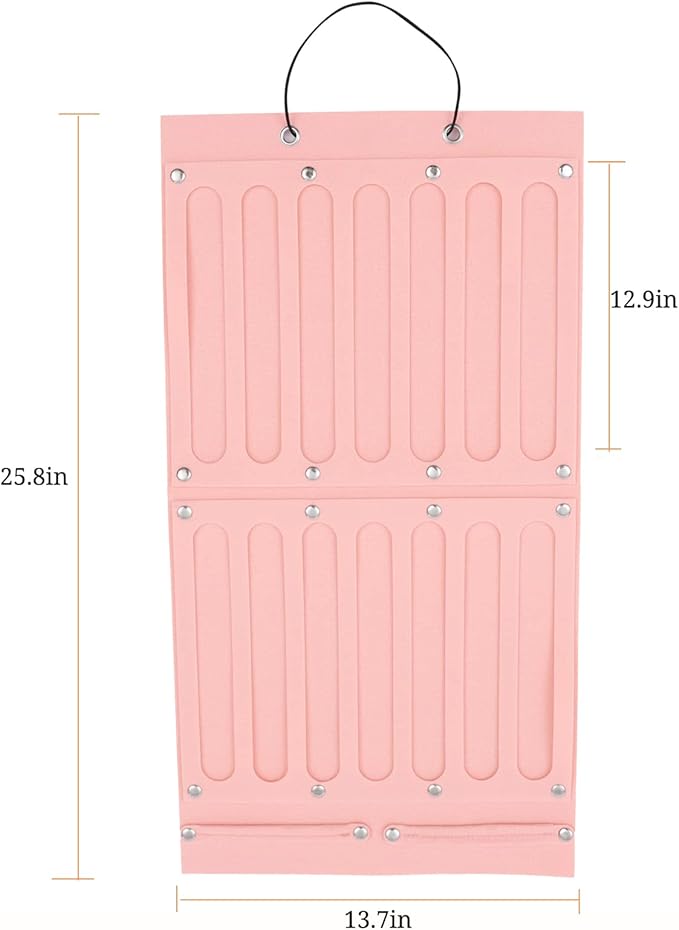 Hanging Organizer Large Capacity for Kids Wall Hanging Hair Headband Organizer Pink Shoe Storage Bag with 24 Pockets Wall Door Closet Organizer for Hair Accessories Toys Shoes