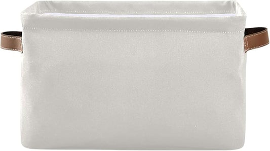 YETTASBIN Cream Solid Color Storage Basket 1pc, Large Collapsible Toys Clothes Organizer, Durable Canvas Storage Bin with Handle for Shelves Closet Laundry Home Office Decor