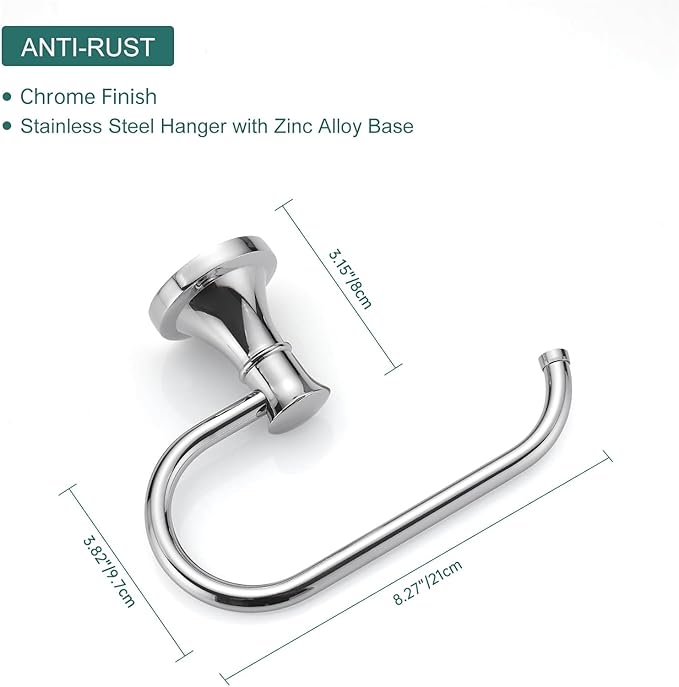 Hoimpro Polished Chrome Towel Ring Toilet Paper Holder Set, 2 PCS Wall Mounted Bathroom Hardware Fixture Toilet Roll Tissue Holder, Hand Towel Bar Towel Rack Bathroom Accessories Set