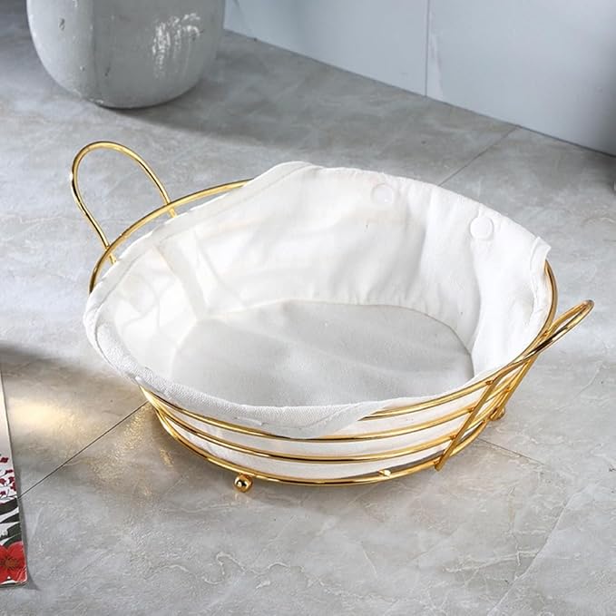 Iron Bread Basket Harvesting Basket Serving Bread Basket Iron Cake Basket Food Basket with Liner