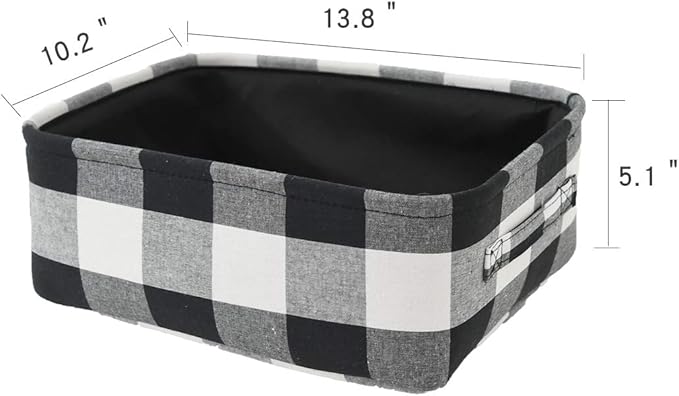 INough Christmas Baskets Empty Christmas Gifts Baskets Low Gift Basket Collapsible Christmas Gifts Bags Buffalo Plaid Toy Storage Bins for Kids/Baby/Office/Bedroom/Holiday Home Decor
