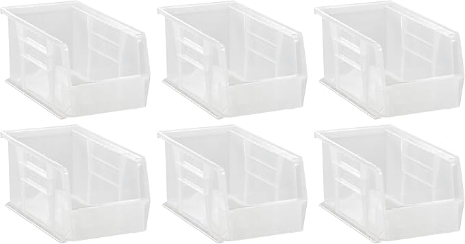 Hudson Exchange 11" x 5-1/2" x 5" (6 Pack) Plastic Stackable Storage Bin and Hanging Container, Clear