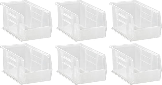 Hudson Exchange 11" x 5-1/2" x 5" (6 Pack) Plastic Stackable Storage Bin and Hanging Container, Clear