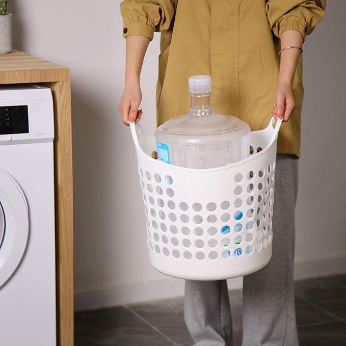 Suclain 3 Pcs Flexible Laundry Basket Set Carry Portable Flexible Laundry with Carrying Handles White Large Versatile Laundry for Bathroom College Dorm Laundry Room