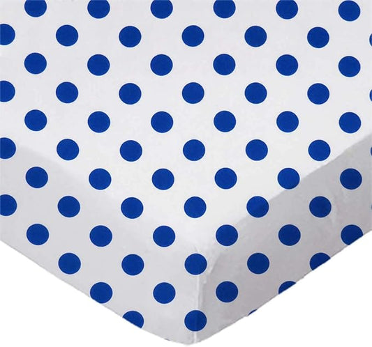 SheetWorld Baby Fitted Changing Pad Cover Sheet 16 x 33 inches, 100% Cotton Woven Sheet, Unisex Boy Girl, Royal Polka Dots, Made in USA