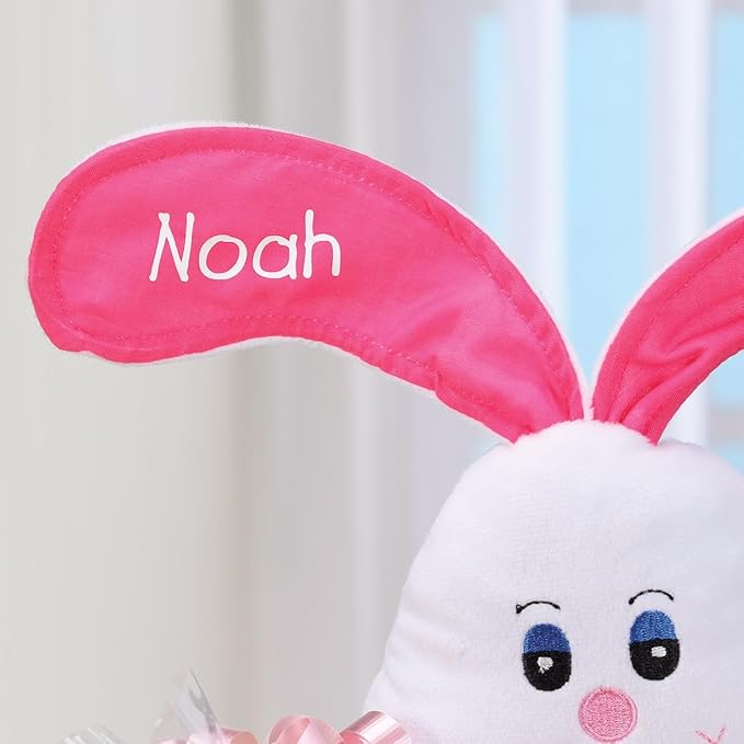 Miles Kimball Custom Plush Boy Easter Bunny Basket Tote, 11” High