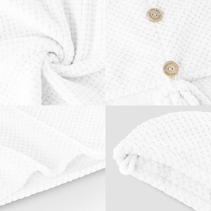 2 Pack Microfiber Hair Towel Wrap for Women, Hair Drying Towel with Button, Towel Turban,Head Towel to Dry Hair Quickly Lint Free, White