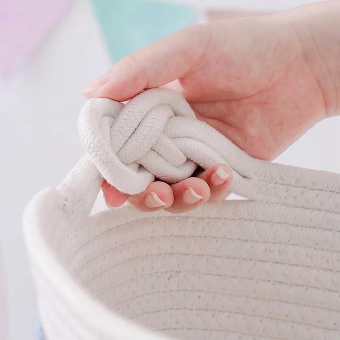 Personalized Baby Shower Basket, Handmade Cotton Rope Baby Gift Basket, Custom Baby Toy BasketS(S-19X12X27CM)